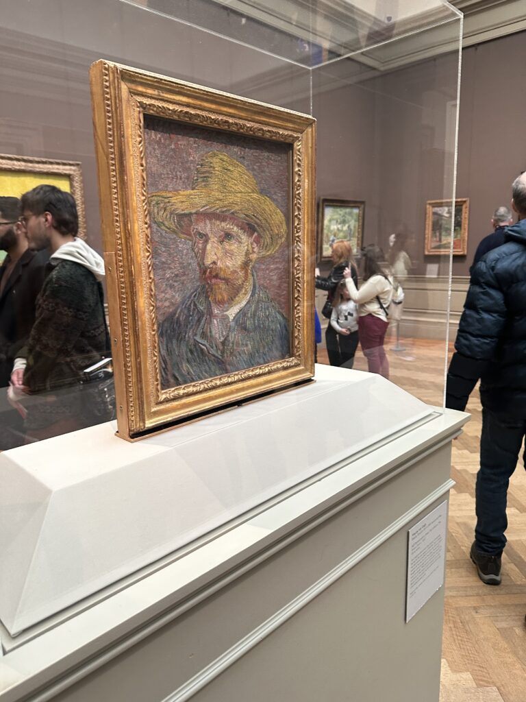 Self-portrit with a straw hat by Vincent Van Gogh