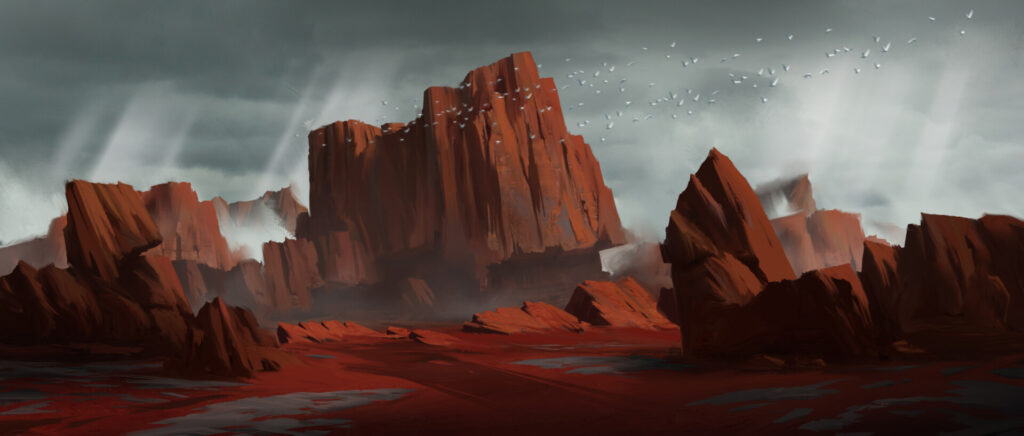 Reddened wasteland of the desert.